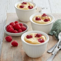 Baked Ricotta and Raspberry Puddings